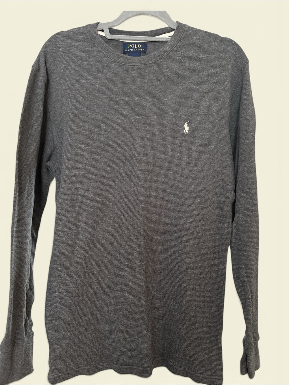 Polo Ralph Lauren Men’s Gray Waffle Knit Thermal Long Sleeve Shirt Medium NWOT